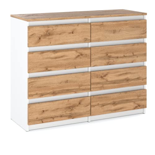 MRBLS Kommode mit 8 Schubladen Sideboard Schubladenschrank Kleiderschrank Modern Möbel mit Schubladen für Ihr Schlafzimmer (Weiß Matt - Wotan) – 120 x 92,5 x 33,5 cm (B/H/T) von MRBLS_HOME