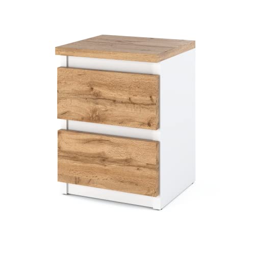 MRBLS Nachttisch Nachtschrank Nachtkommode Modern Möbel mit Schubladen Kommode Holz Schubladenschrank für Ihr Schlafzimmer (Weiß Matt - Wotan) – 30 x 43 x 32,5 cm (B/H/T) von MRBLS_HOME