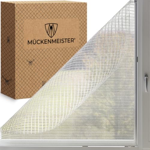 MÜCKENMEISTER® Fliegengitter Fenster (130x150cm, weiß) - Fliegengitter zuschneidbar - Insektenschutz Fenster mit Klebestreifen - Fliegennetz Fenster - Mückennetz Fenster - Insektenschutz von MÜCKENMEISTER