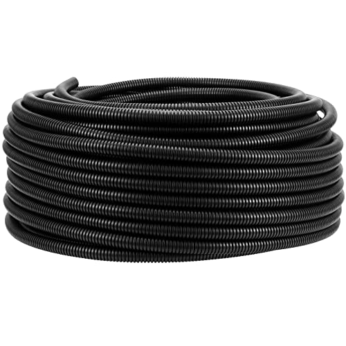 MUKCHAP 50M Länge ID 10mm x OD 13mm Wellrohr Flexibles Wellrohr Wellrohr Kabeldraht Schutz Rohrschlauch für Autorohr / Kofferraum schwarz von MUKCHAP