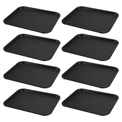 MUKCHAP 8 Stück schwarze Fast-Food-Tabletts, 35 x 27 cm, rechteckiges Serviertablett, Kunststoff-Tabletts für Café, Restaurants, Cafeteria von MUKCHAP