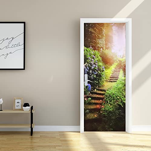 MUYIRTED 3d Türtapete Selbstklebend 30.3"x78.7" Waldlandschaft Türposter Fototapete, Schlafzimmer Wohnzimmertür Aufzug Tür Aufkleber (A-03) von MUYIRTED