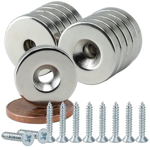 [10 Stück] Neodym Magnet mit Bohrung und Senkung 15x3mm - 3KG Stark Scheibe - Magnetscheibe mit Loch - Ring Magnete Mit M3 Senkkopfschrauben - Senkloch zum anschrauben von MVT Magnete