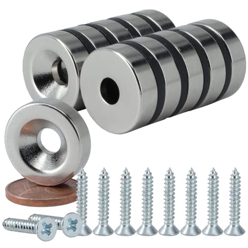 [10 Stück] Neodym Magnet mit Bohrung und Senkung 18x5mm - 6KG Stark Scheibe - Magnetscheibe mit Loch - Ring Magnete Mit M5 Senkkopfschrauben - Senkloch zum anschrauben von MVT Magnete