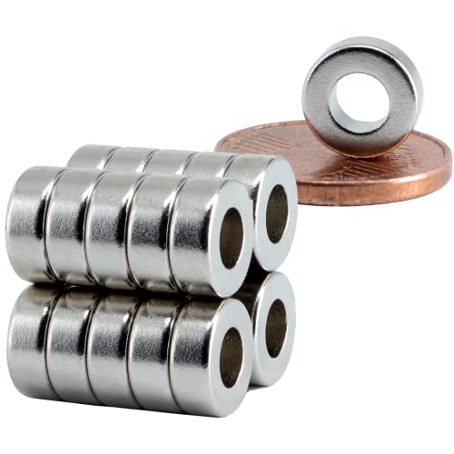 [40 Stück] Neodym Magnet Ring N52 Magnetring 8mm x 3mm Mit 4mm Loch Bohrung - Mini Magnete Ringemagnet - Magnetscheibe Rund von MVT Magnete