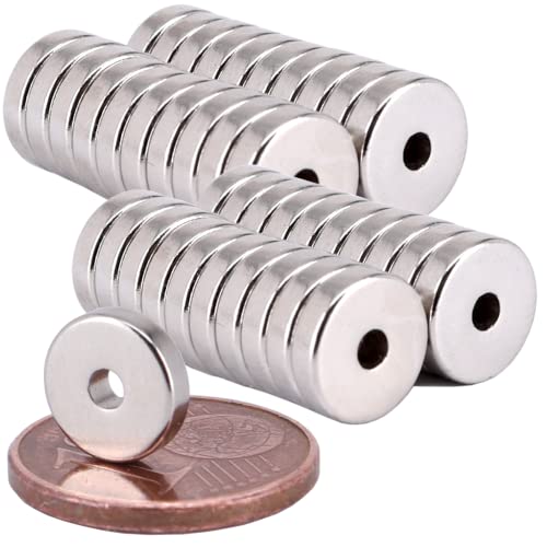 [50 Stück] Neodym Magnet Ring N52 Magnetring 8mm x 2mm Mit 2mm Loch Bohrung - Mini Magnete Ringemagnet - Magnetscheibe Rund von MVT Magnete