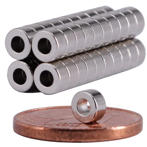 Neodym Magnet Ring N52 Magnetring 4mm x 2mm Mit 2mm Loch Bohrung - Mini Magnete Ringemagnet - Magnetscheibe Rund (40) von MVT Magnete