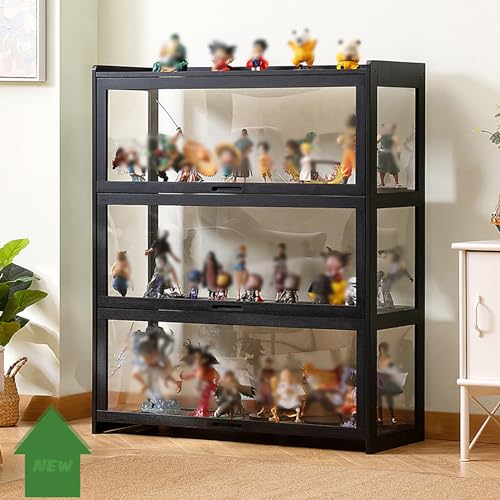 MXBCTMM Vitrinenschrank Wohnzimmer Wohnzimmerschrank Glasvitrine stehend Standvitrine Vitrine Glas Acryl vitrine vitrine Holz,Bambou + matériau acrylique, Sammlungsschrank, Bambusrahmen + Acryltür von MXBCTMM