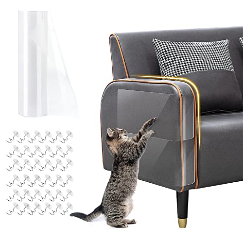 Katzen Kratzschutz Sofa Katze Sofa Schutz Antikratzfolie Sofaschutz Anti Kratz Folie für Kratzschutz Tür Wand Möbel Kratzfolie, 20x300cm Transparenten Katzenschutz mit 30 Nägel von MXTIMWAN