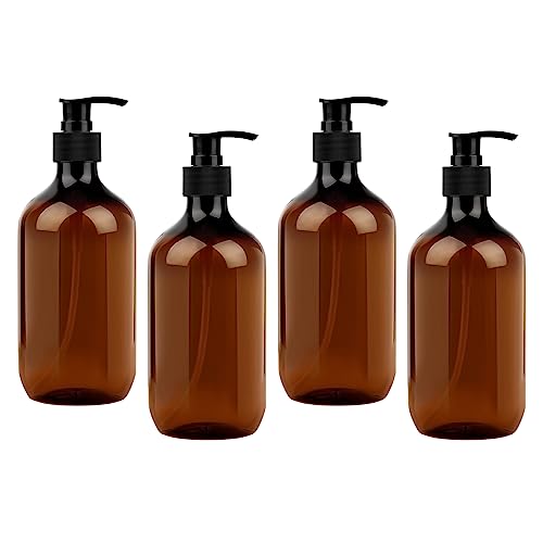 MXTIMWAN 4 Stück 500ml Shampooflasche Pumpspender, Shampoo Flaschen Duschgel Spender, Refillable, Lotionspender mit Pumpe, für Conditioner, Duschgel, Flüssigseife, Mehrweg von MXTIMWAN