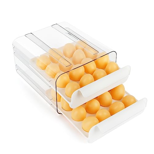 MXTIMWAN Eier Schubladen Organizer, Stapelbar Eieraufbewahrungsboxen, Eierbox für 32 Eier, Eier Kunststoff Schubladen für Kühlschranklagerung Schutz und Frischhalten von Eiern von MXTIMWAN