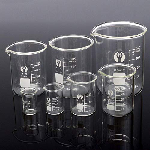 MYAMIA Becherglas Becher Hochtemperatur-Becher 25 Ml 50 Ml 100 Ml 250 Ml 500 Ml Glas Messbecher (10 Stücke)-5ML von MYAMIA