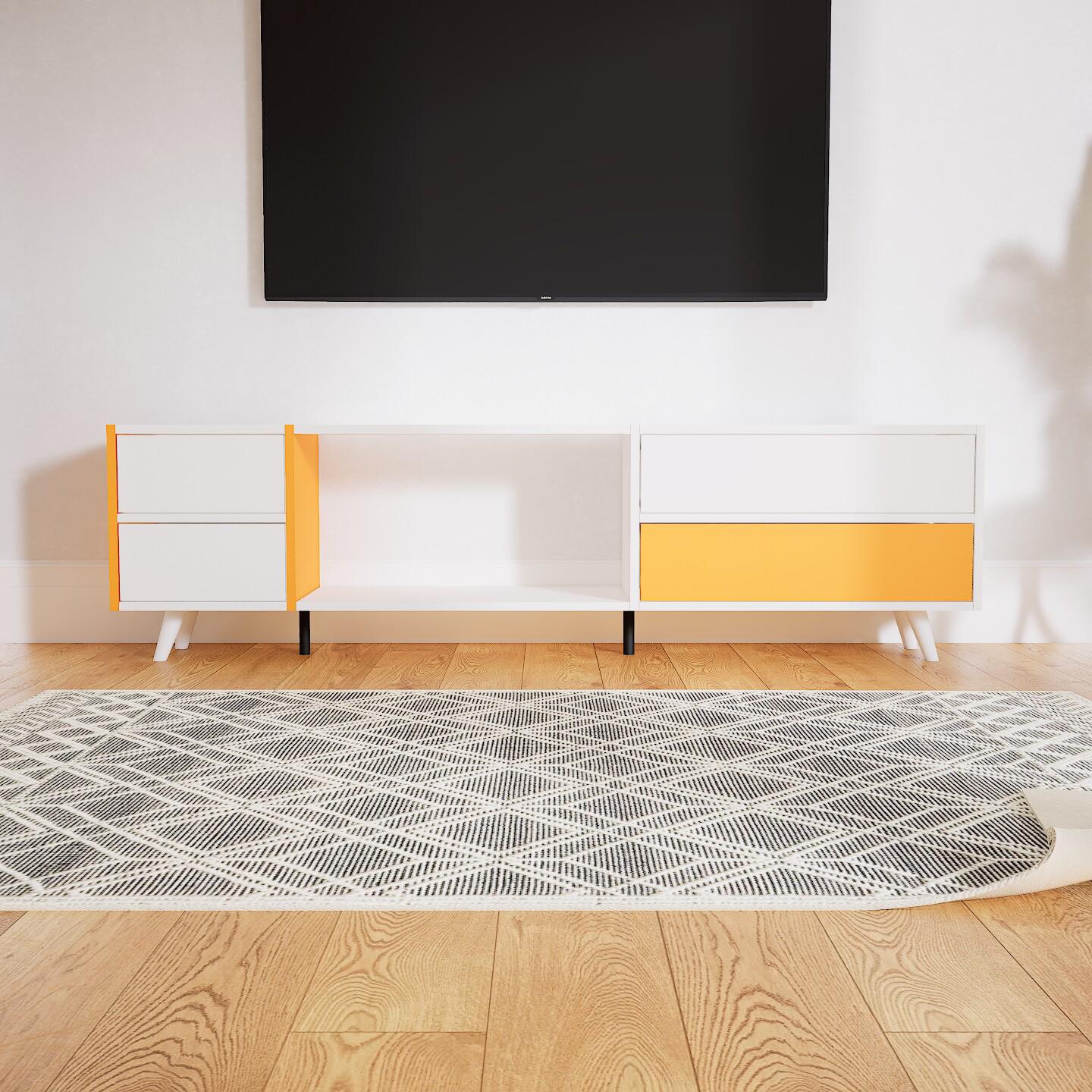 Lowboard Weiß - Designer-TV-Board: Schubladen in Weiß - Hochwertige Materialien - 190 x 52 x 34 cm, Komplett anpassbar von MYCS
