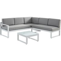 Garten-Sitzgruppe: Couchtisch + 6-Sitzer-Ecksofa verstellbar - Aluminium - Grau - PALAOS II von MYLIA von MYLIA