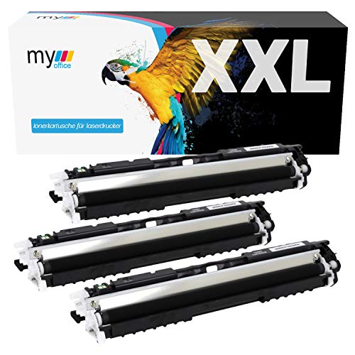 MYOFFICE 3X CF350A Tonerkartusche für HP Color Laserjet Pro M176n M177fw kompatibel Schwarz Drucker 1300 Seiten 3er Pack von MYOFFICE