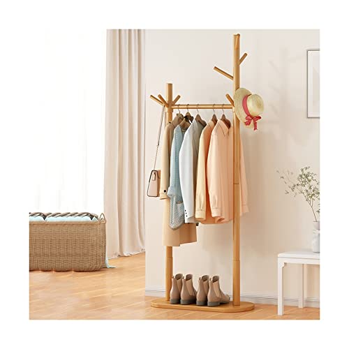 MZP Kleiderständer Holz Garderobenständer Garderobe mit 1 Ablage und Kleiderstangestab Offener Kleiderschrank Kleiderstange für Schlafzimmer Flur Wohnzimmer (Color : Wood, Size : 60x29x175.5cm) von MZP