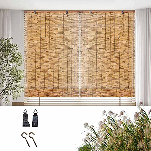 Bambus-Lichtfilter-Fensterjalousien, handgewebter Sichtschutz, Bambus-Sonnenschutz, kabellos, for Windows-Sonnenschutz/Wärmedämmung/Anti-UV, einfache Installation (Color : 91x153cm/36x60in) von MZQMK