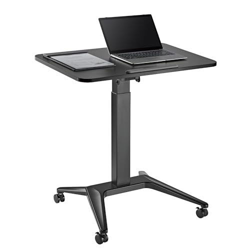 Maclean MC-453 Mobiler Laptop-Schreibtisch mit Pneumatischer Höhenverstellung Laptoptisch mit Rollen, 80x52 cm, max. 8 kg, Höhenverstellbar max. 109 cm (Schwarz) von Maclean