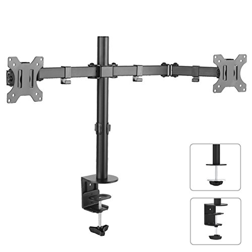 Maclean MC-754 2-fach Tischhalterung Dual Monitorarm 360° 13-32" Doppel Arm Monitor Halterung LCD LED VESA 75x75 100x100 bis 8kg (2-fach 3x Gelenke) von Maclean