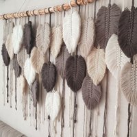 Große Feder Makramee Wandbehang Im Boho Stil Schlafzimmer Wanddeko Über Dem Bett Garn von MacrameWithLoveUA