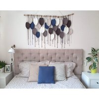 Große Feder Makramee Wandbehang Im Boho Stil Schlafzimmer Wanddekor Über Dem Bett Garn von MacrameWithLoveUA