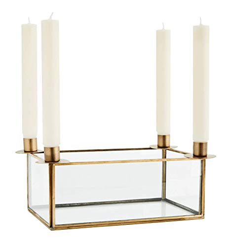 Madam Stoltz Glasbox mit Kerzenständer, 25 x 15 cm für 4 Stilkerzen von Madam Stoltz