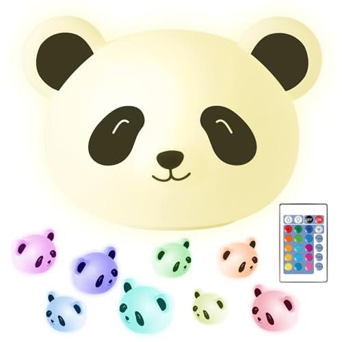 Pandabär Nachtlichter - Kinderzimmer Nachtlicht - USB-C Wiederaufladbar mit Fernbedienung - Baby Light - Led Nachtlicht Kinder - Silkon Dimmbar Kinderlampe - Nachttischlampe von Madrigal