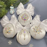 Regenbogen Weiß Weihnachtsschmuck Weihnachtsbaumschmuck. Strass Besetzte Ornamente von MaggiArtStore