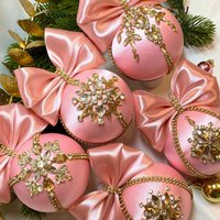 Rosa Weihnachten Strass Ornamente Kugeln. Bezaubernde Weihnachtskugeln. Weihnachtsgeschenk von MaggiArtStore
