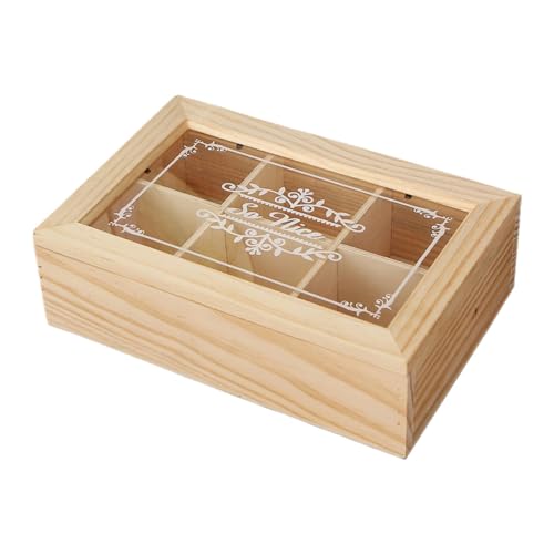 MagiDeal Holz-Teebox, Tee-Aufbewahrungsorganisator, Holz-Aufbewahrungstruhe, 6 Fächer, tragbare Tee-Aufbewahrungsbox mit Deckel, Teebeutelhalter für Zuhause von MagiDeal