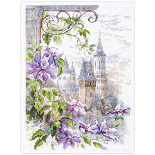 Magic Needle 250-064 ZW Duft von Clematis Kreuzstichset mit Zählmuster Zweigart Edition, Baumwolle, Weiss, 20x26cm von Magic Needle