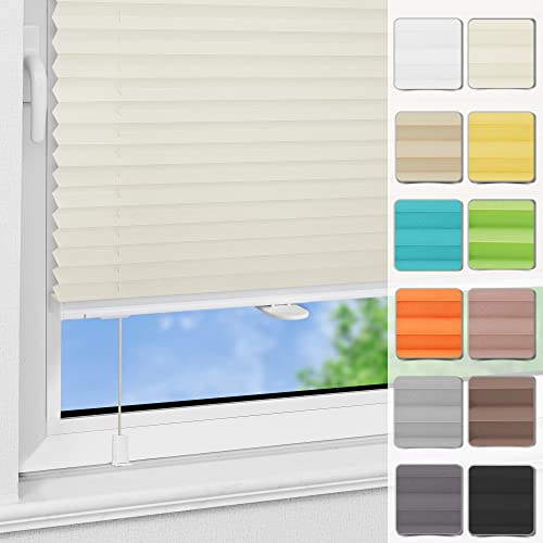 Plissee ohne Bohren Klemmfix 40x120cm Beige lichtundurchlässig Plisseerollo für Tür & Fenster Blickdicht Sichtschutz Sonnenschutz Rollo von Magiea