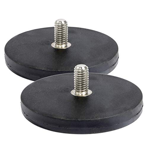 2x Neodym Magnete Gummiert Ø 66mm Mit M8 Außengewinde 22 KG Zugkraft Flachgreifer Magnet Scheibe Topfmagnet Gummi Runde Magnete mit Gewinde für Schrauben Öse oder Haken von Magnet-Kauf