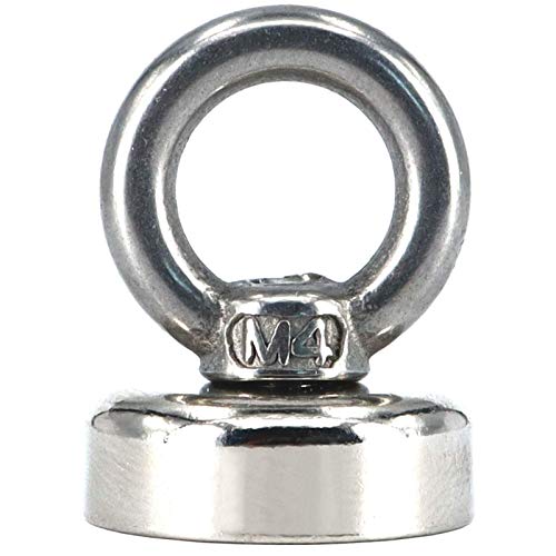 Neodym Magnet - Flachgreifer mit Ringmutter - Bergemagnet Topfmagnet 10 bis 70 KG Zugkraft - M5 - M6 Gewinde Öse - Ösenmagnet (20 mm - 10 KG) von Magnet-Kauf