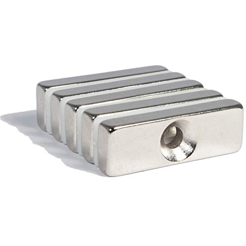 5x Neodym Magnet mit Bohrung und Senkung - 30x10x5mm 6KG Zugkraft - für M4 Senkkopfschraube - Senkloch zum anschrauben - M4 Senkbohrung Senkkopf [5 Stück] von Magnet-Kauf