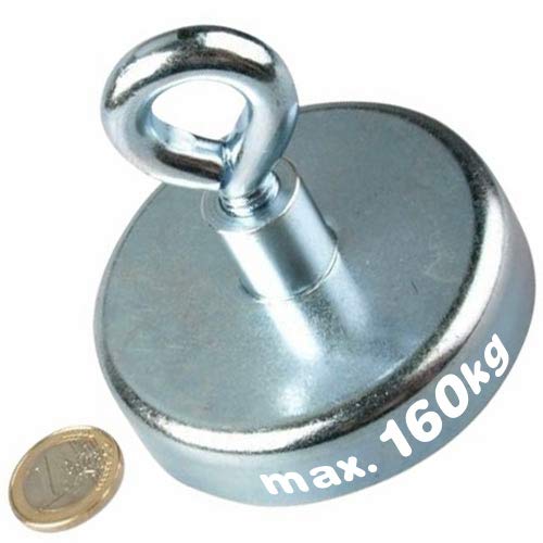 Neodym Ösenmagnet Ø 75 mm Magnetöse (NdFeB) Zink - hält 160 kg - starke Magnete (Magnetösen) Supermagnete mit extremer Haftkraft für Industrie und Zuhause von Magnosphere
