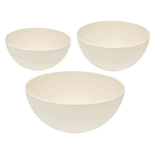 3er Set Magu Natur-Design Schüssel Beige Ø 20, 26, 30 cm aus einem Polymer aus natürlichen Materialien Schüsselset Salatschüssel von Magu