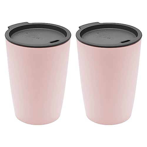 Magu 2er Set Natur-Design Trinkbecher Coffee to Go Rosa ca. 310 ml aus einem Polymer aus natürlichen Materialien Mehrwegbecher Kaffeebecher von Magu