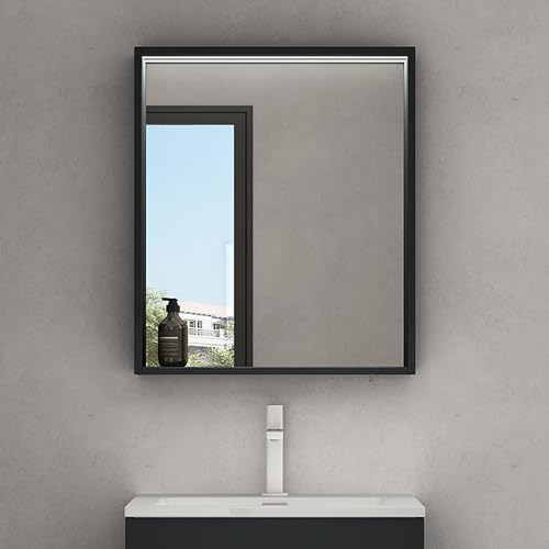 Mai & Mai Spiegelschrank Bad mit Beleuchtung Badezimmerschrank Hängeschrank Badezimmerspiegel BxTxH 60x12x70 cm Anthrazit matt Spiegelschrank-01 von Mai & Mai