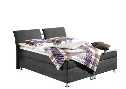 Maintal Boxspringbett Dean, 160 x 200 cm, Microvelour, Bonellfederkern Matratze H3, grau von Maintal Betten