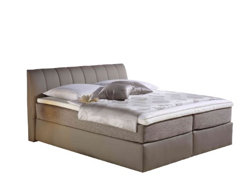 Maintal Boxspringbett Vanilla, 160 x 200 cm, Strukturstoff, Tonnentaschenfederkern Matratze H3, taupe von Maintal Betten