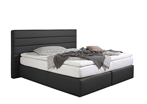 Maintal Boxspringbett Toulouse, 140 x 200 cm, Kunstleder, 7-Zonen-Kaltschaum Matratze H2, Schwarz von Maintal Betten