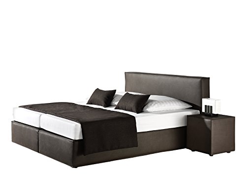 Maintal Boxspringbett Carva, 100 x 200 cm, Kunstleder, 7-Zonen-Kaltschaum Matratze h3, grau von Maintal Betten