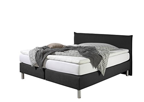 Maintal Boxspringbett Point, 140 x 200 cm, Stoff, Tonnentaschenfederkern Matratze h2, Schwarz von Maintal Betten