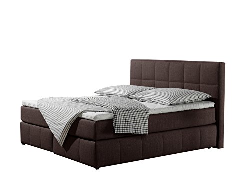 Maintal Boxspringbett Casano, 100 x 200 cm, Strukturstoff, 7-Zonen-Kaltschaum Matratze h3, braun von Maintal Betten