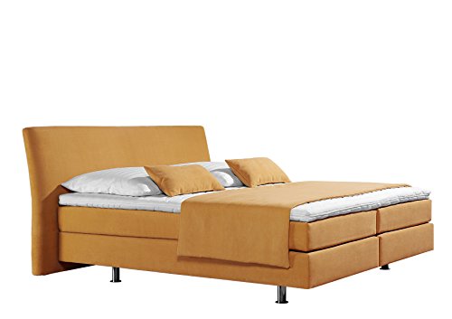 Maintal Boxspringbett Club, 180 x 200 cm, Strukturstoff, 7-Zonen-Kaltschaum Matratze h2, gelb von Maintal Betten