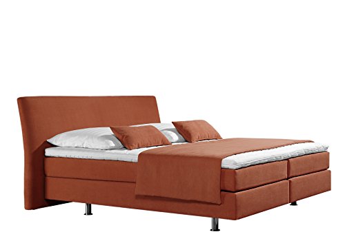 Maintal Boxspringbett Club, 100 x 200 cm, Strukturstoff, 7-Zonen-Kaltschaum Matratze h3, terra von Maintal Betten