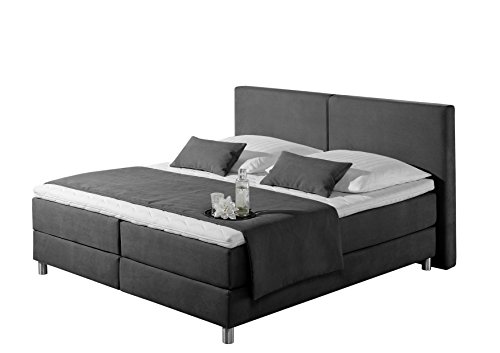 Maintal Boxspringbett Metropol, 180 x 200 cm, Strukturstoff, Bonellfederkern Matratze h2, anthrazit von Maintal Betten