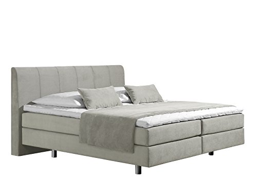 Maintal Boxspringbett Montepellier, 100 x 200 cm, Strukturstoff, 7-Zonen-Kaltschaum Matratze h3, ecru von Maintal Betten