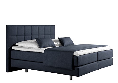 Maintal Boxspringbett Neon, 180 x 200 cm, Strukturstoff, 7-Zonen-Tonnentaschenfederkern Matratze h2, denim-blau von Maintal Betten